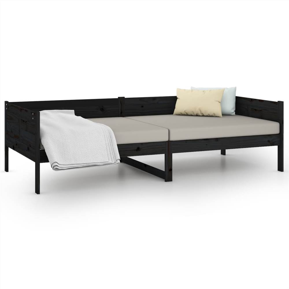 Day Bed Black Solid Wood Pine 90x190 Cm 13 Day Bed Black Solid Wood Pine 90x190 cm