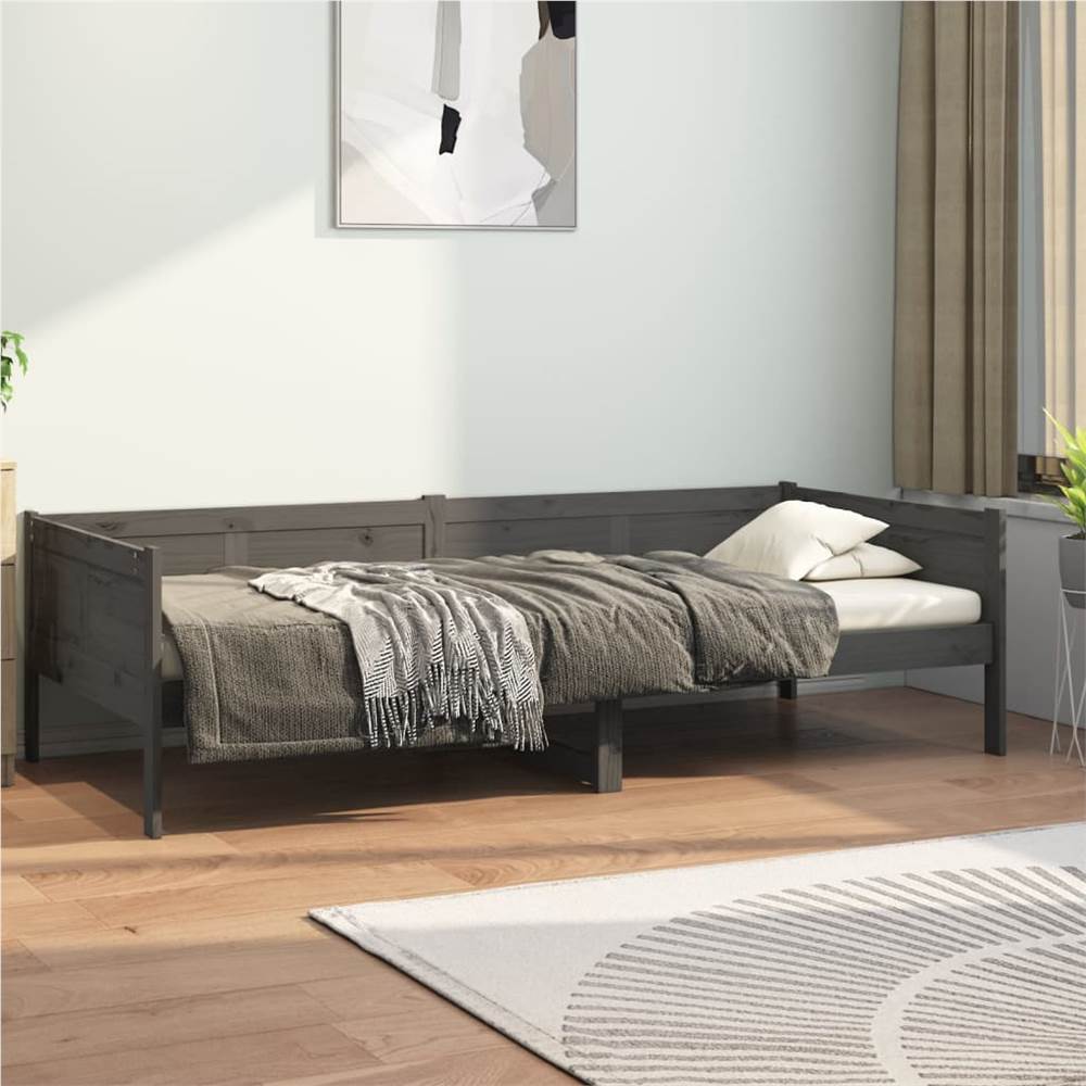 Day Bed Grey Solid Wood Pine 90x200 cm