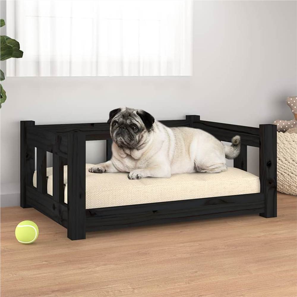 

Dog Bed Black 65.5x50.5x28 cm Solid Wood Pine