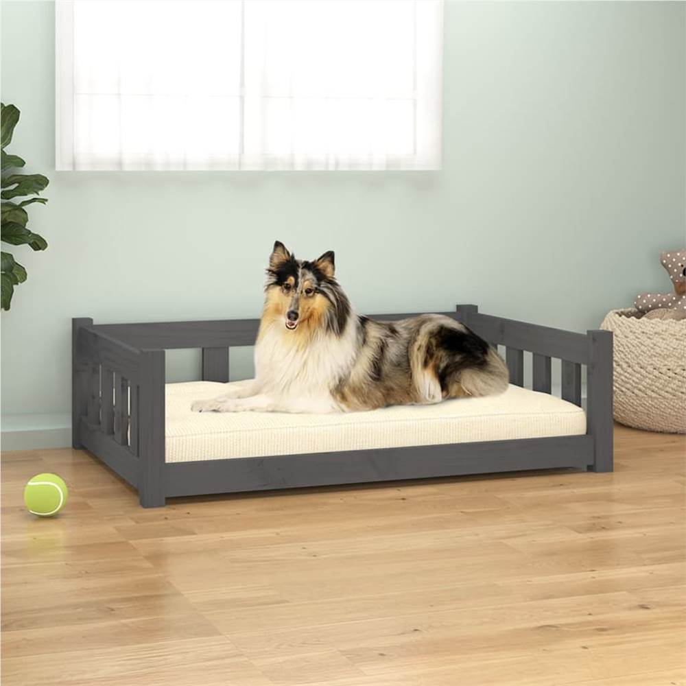 Dog Bed Grey 95.5x65.5x28 cm Solid Wood Pine