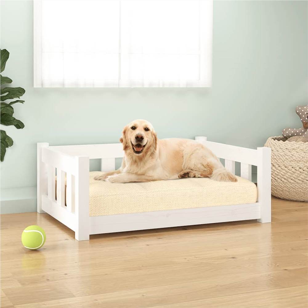Dog Bed White 75.5x55.5x28 cm Solid Wood Pine