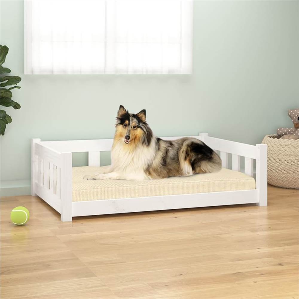 Dog Bed White 95.5x65.5x28 cm Solid Wood Pine