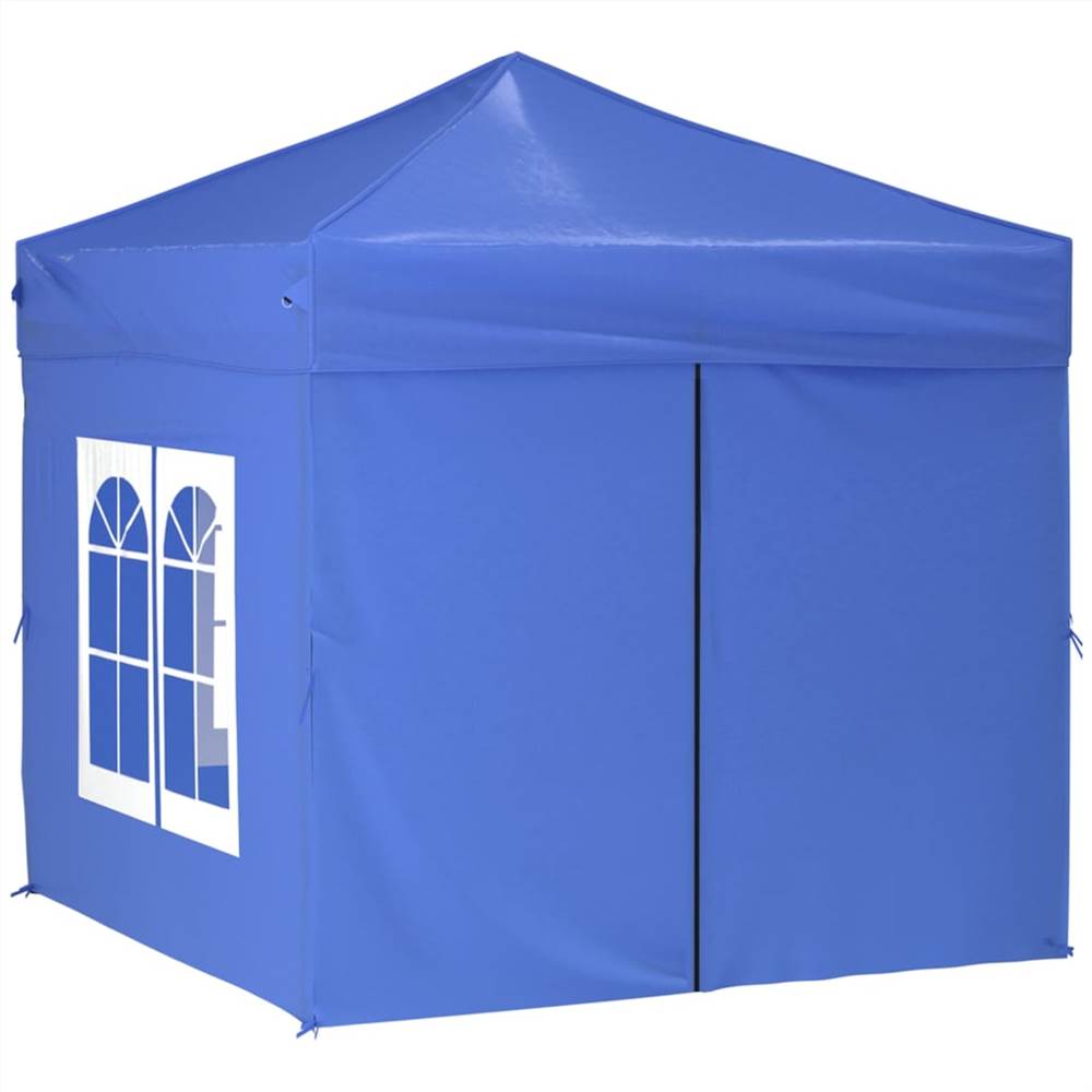 Folding Party Tent with Sidewalls Blue 2x2 m