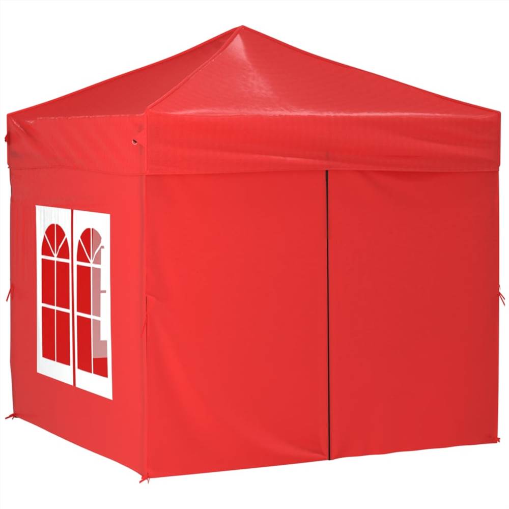 Folding Party Tent with Sidewalls Red 2x2 m