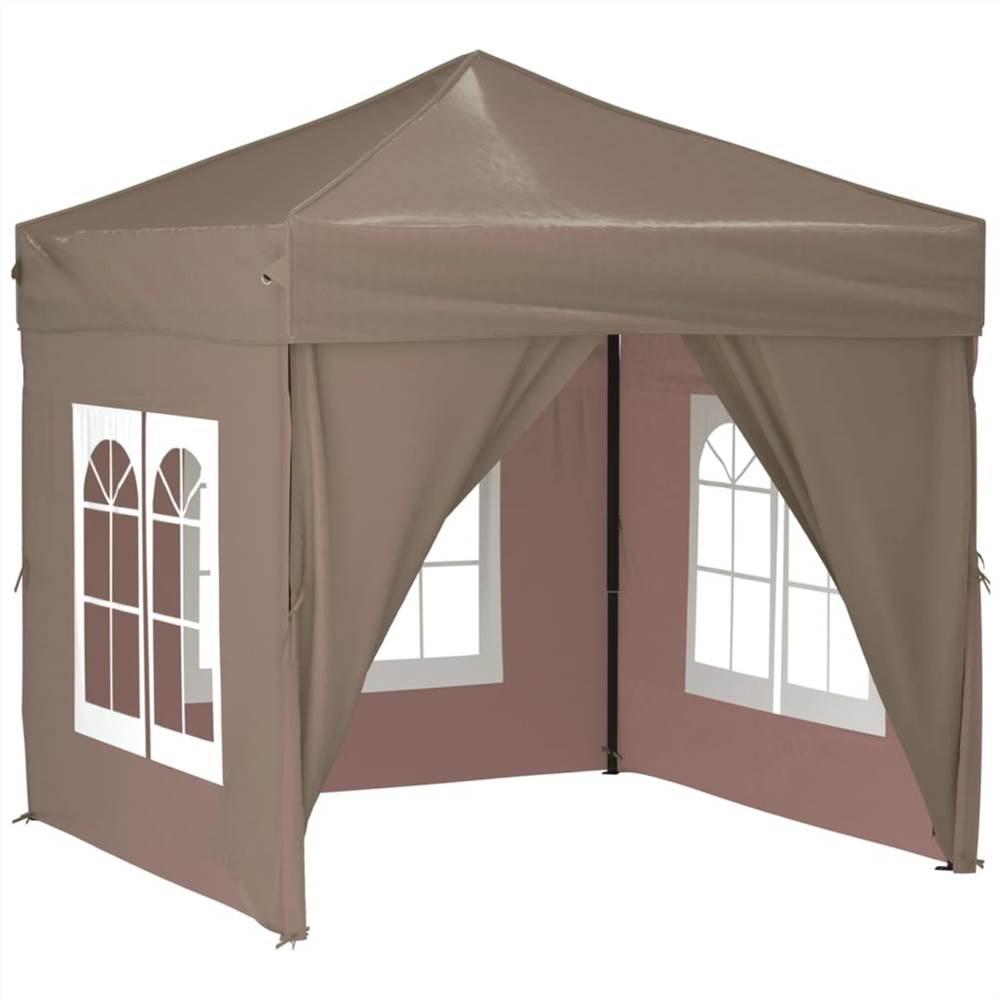 Folding Party Tent with Sidewalls Taupe 2x2 m