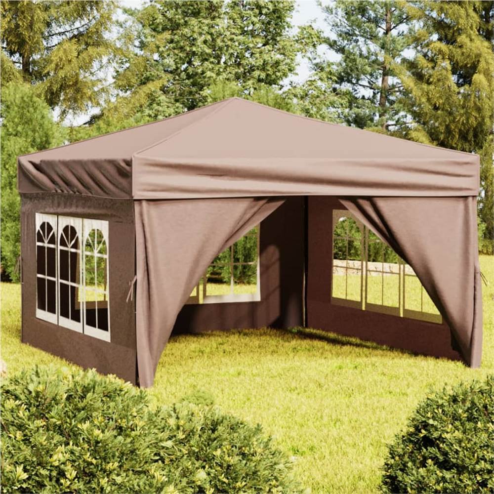 Folding Party Tent with Sidewalls Taupe 3x3 m