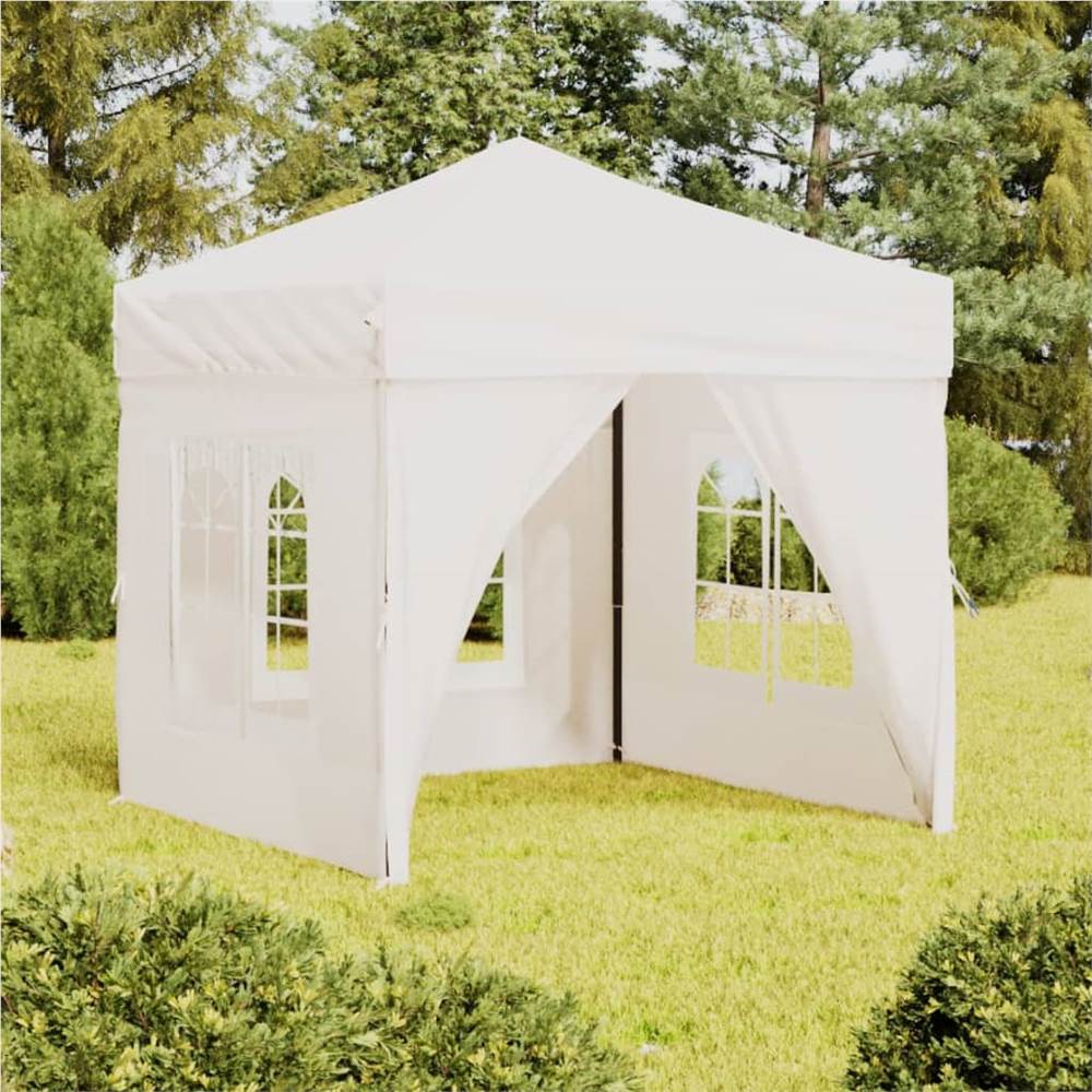 Folding Party Tent with Sidewalls White 2x2 m