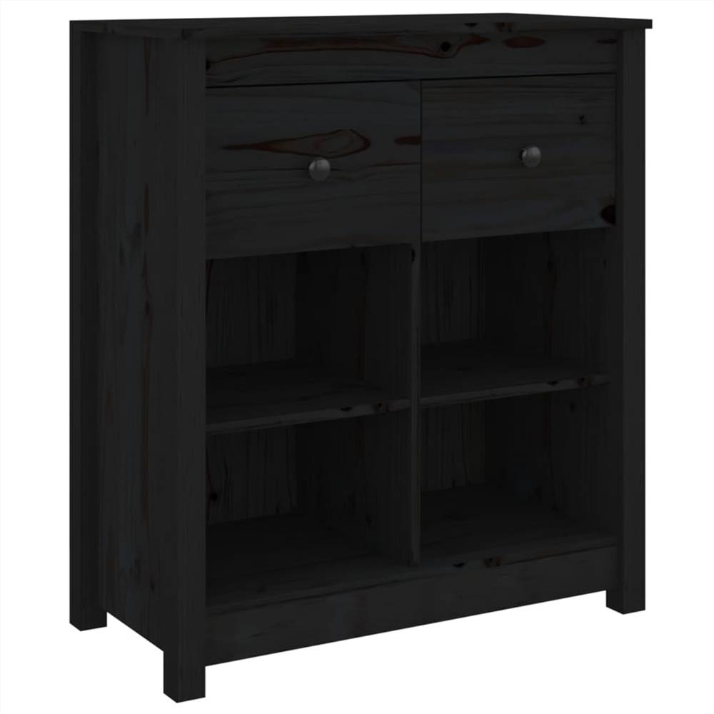 Sideboard Black 70x35x80 cm Solid Wood Pine