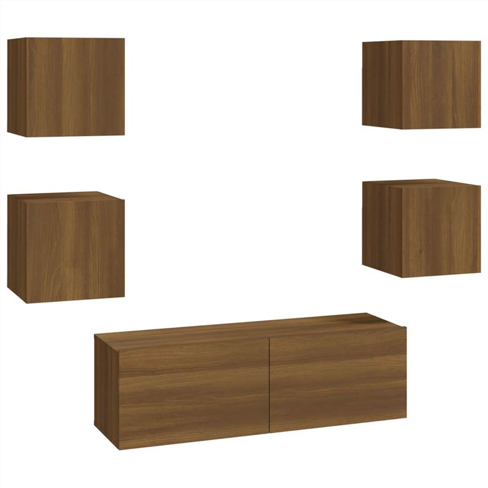 Wall-mounted TV Cabinet Set Brown Oak Engineered Wood