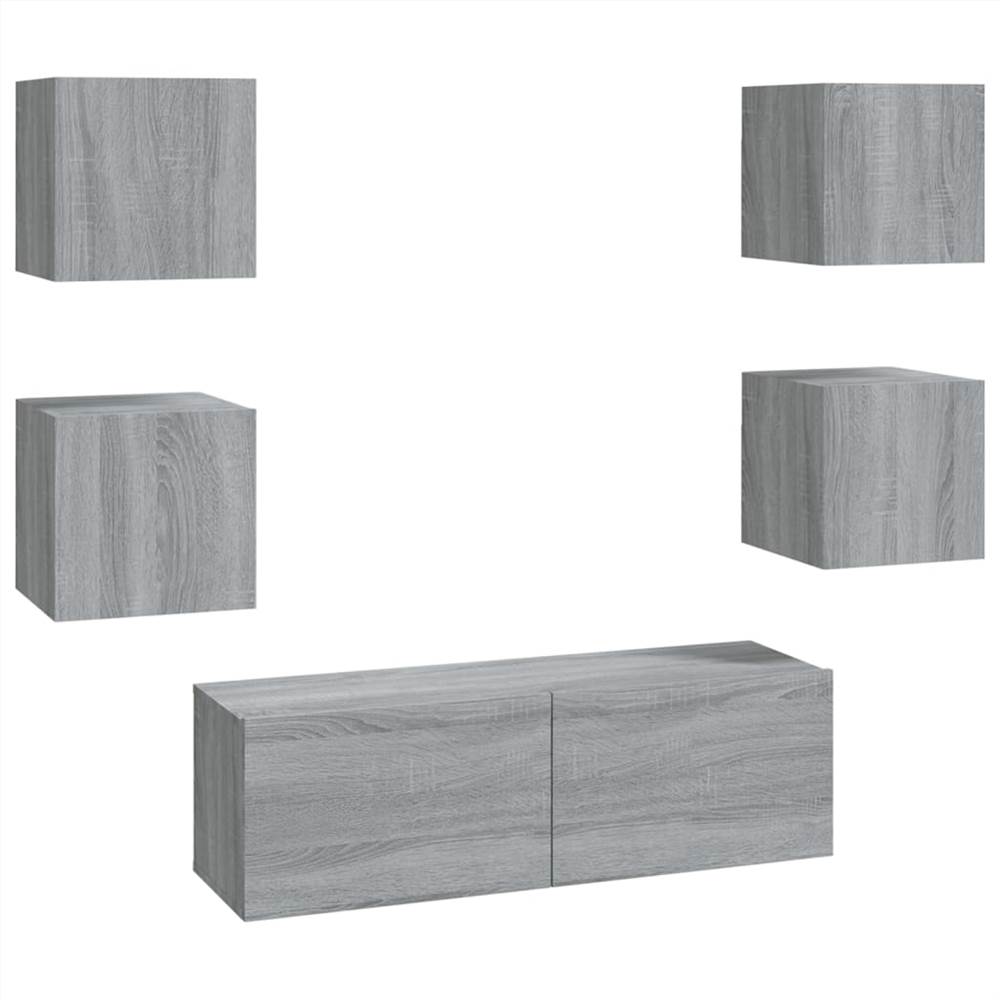 Wall-mounted TV Cabinet Set Grey Sonoma Engineered Wood 13 Wall-mounted TV Cabinet Set Grey Sonoma Engineered Wood