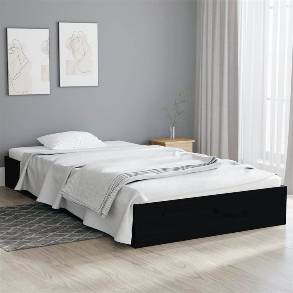 

Bed Frame Black Solid Wood 90x200 cm