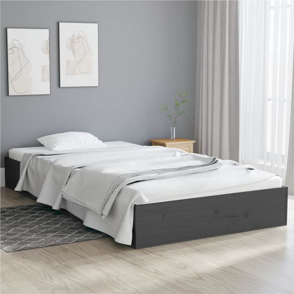 

Bed Frame Grey Solid Wood 100x200 cm