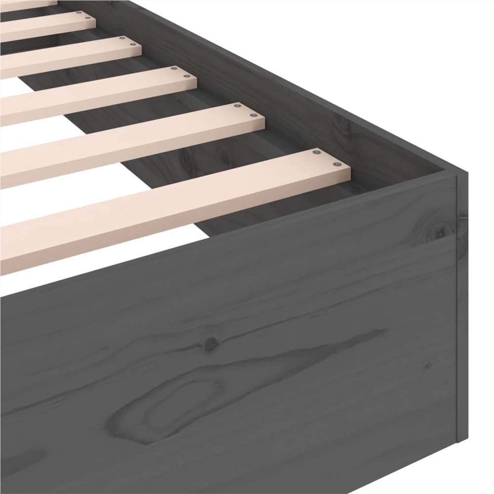 Bed Frame Grey Solid Wood 90x190 Cm 3FT Single 12 Bed Frame Grey Solid Wood 90x190 cm 3FT Single