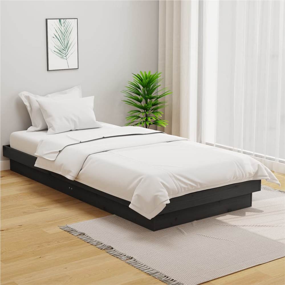 

Bed Frame Grey Solid Wood Pine 90x190 cm 3FT Single