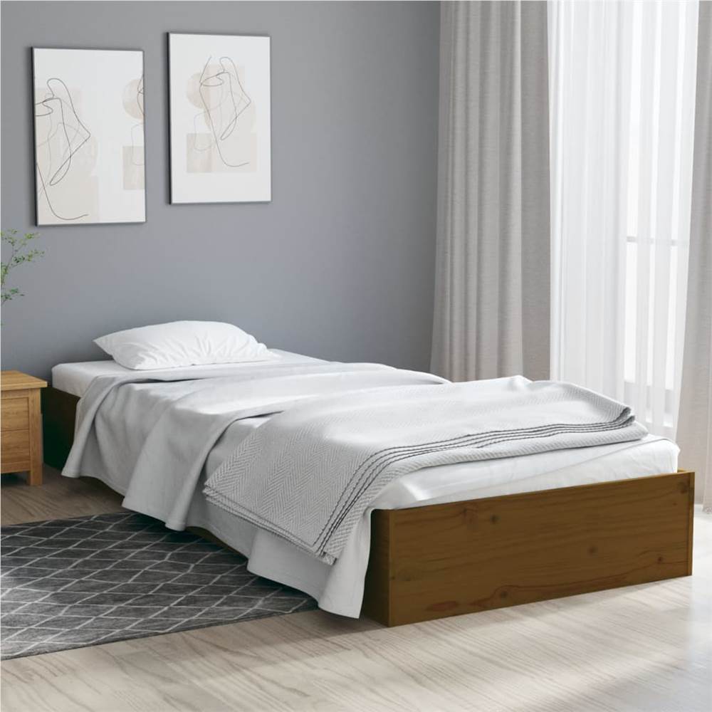 

Bed Frame Honey Brown Solid Wood 90x190 cm 3FT Single