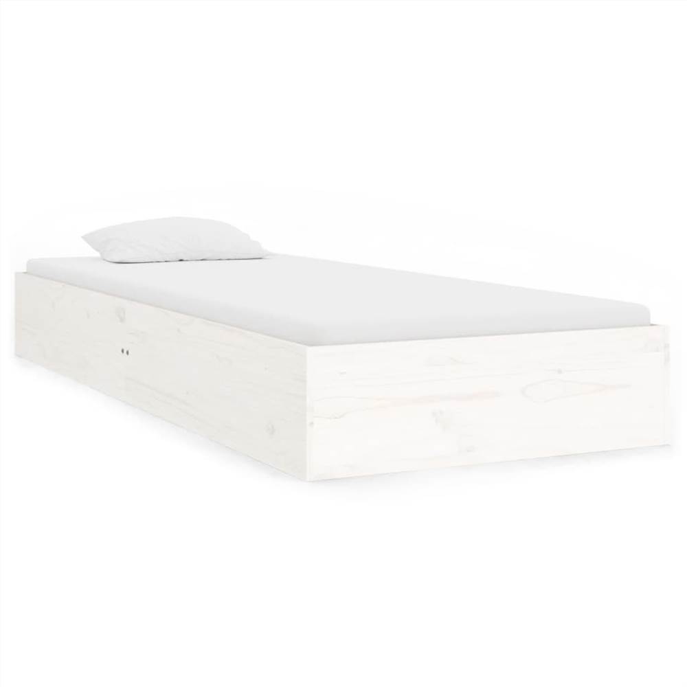 Bed Frame White Solid Wood 90x190 cm 3FT Single