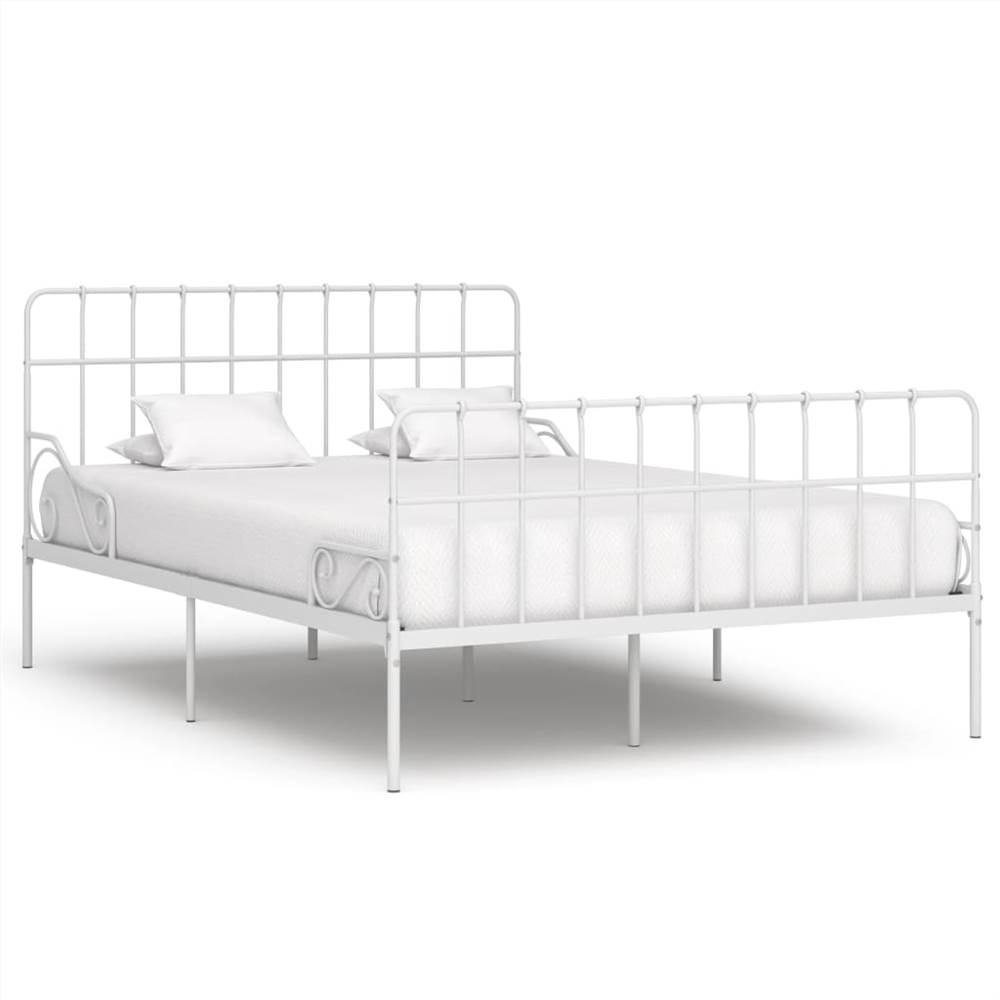 

Bed Frame with Slatted Base White Metal 120x200 cm