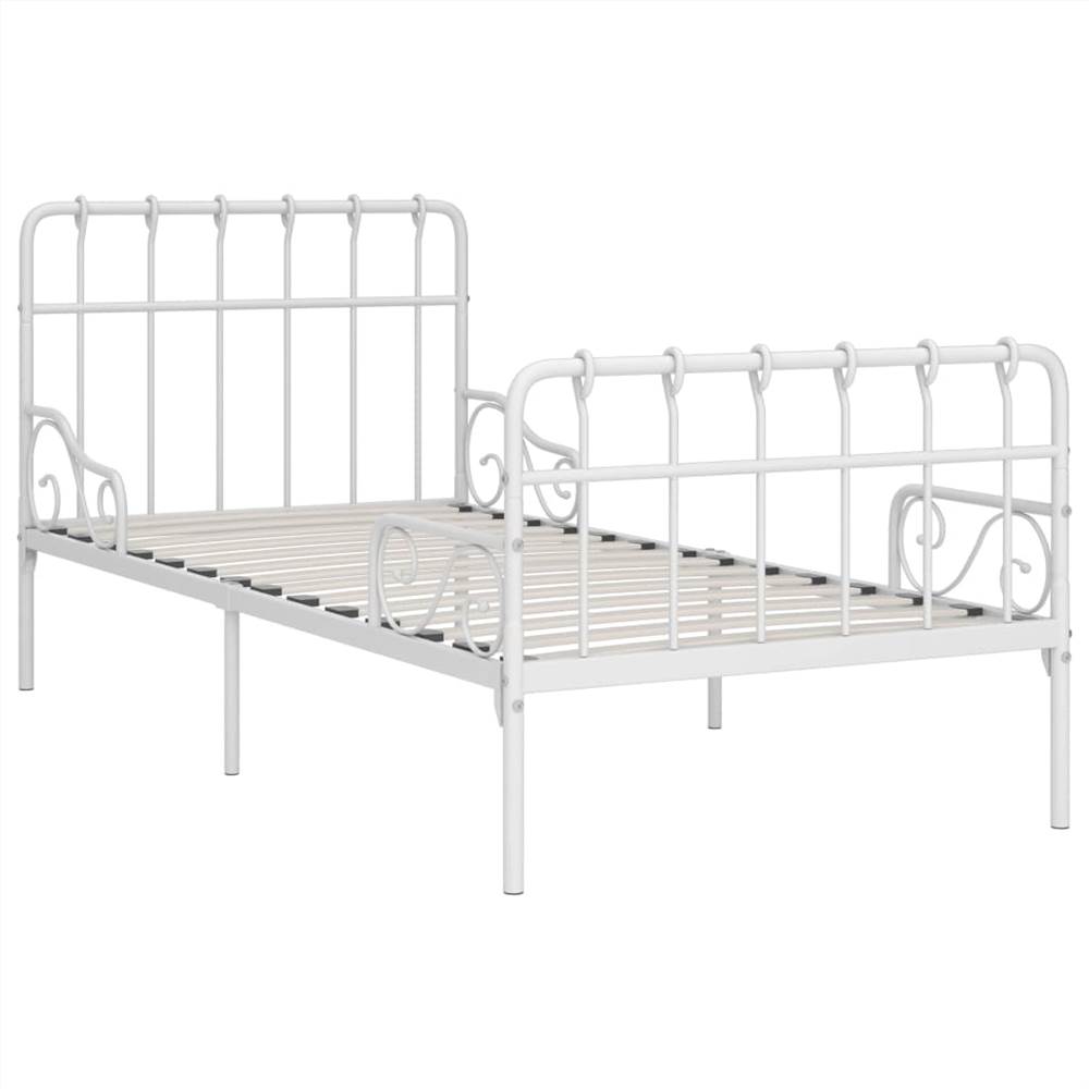 Bed Frame with Slatted Base White Metal 90x200 cm