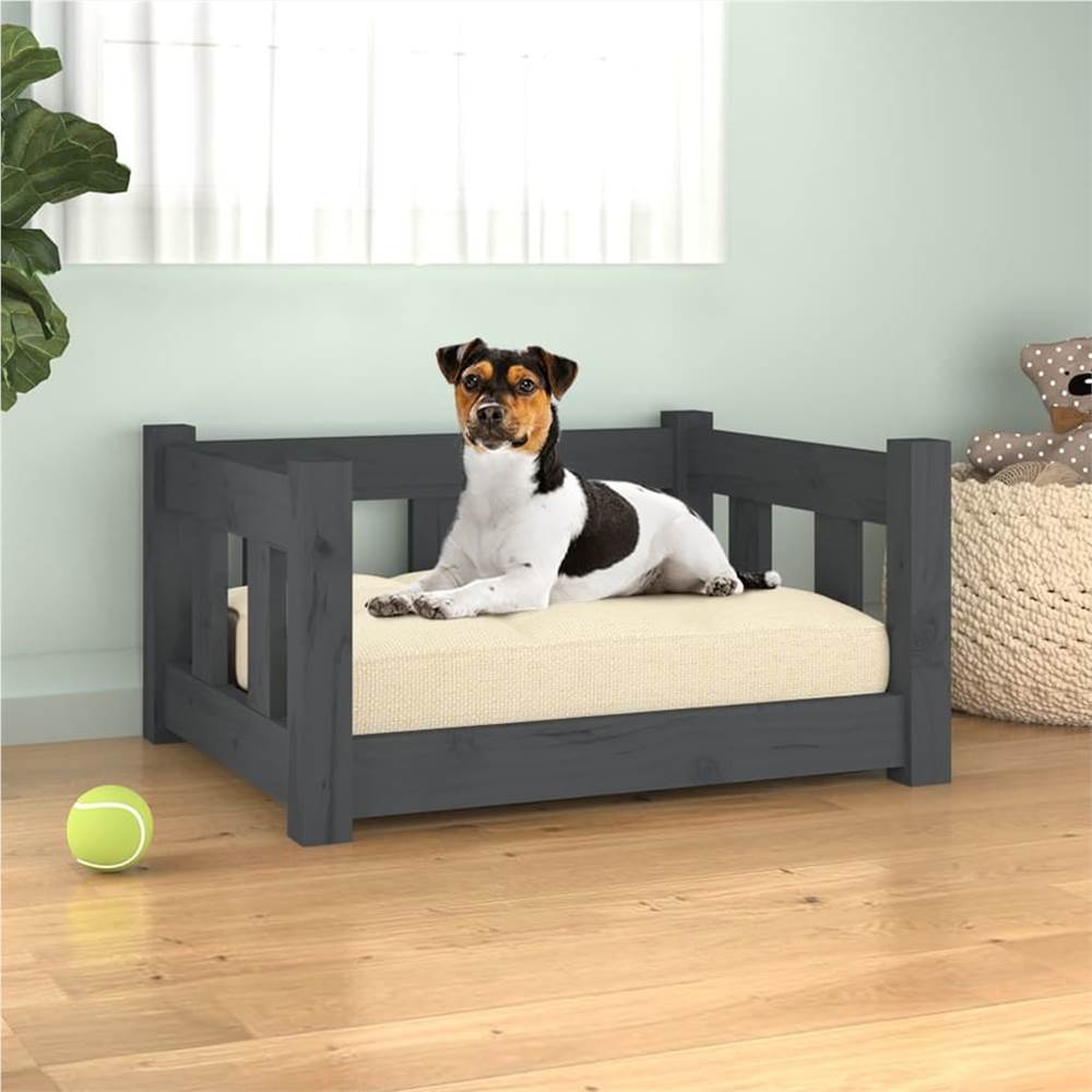 

Dog Bed Grey 55.5x45.5x28 cm Solid Wood Pine
