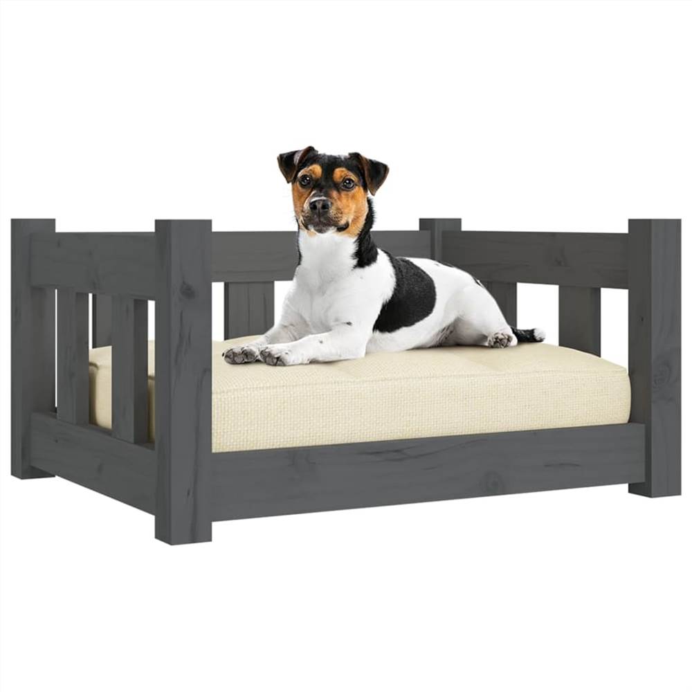 Dog Bed Grey 55.5x45.5x28 Cm Solid Wood Pine