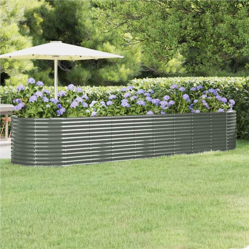 Garden Planter Powder-coated Steel 396x100x68 cm Grey