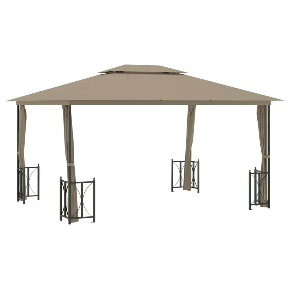 Gazebo with Sidewalls&Double Roofs 3x4 m Taupe