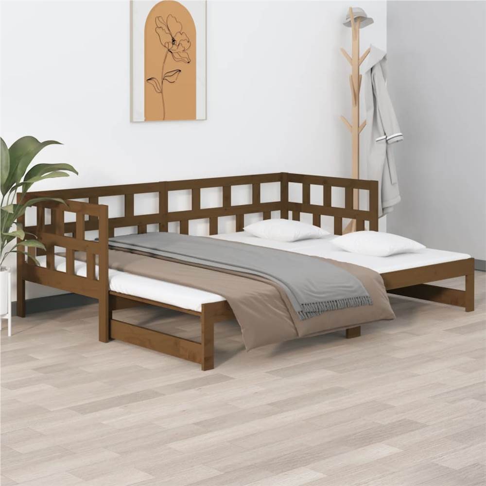 

Pull-out Day Bed Honey Brown Solid Wood Pine 2x(80x200) cm