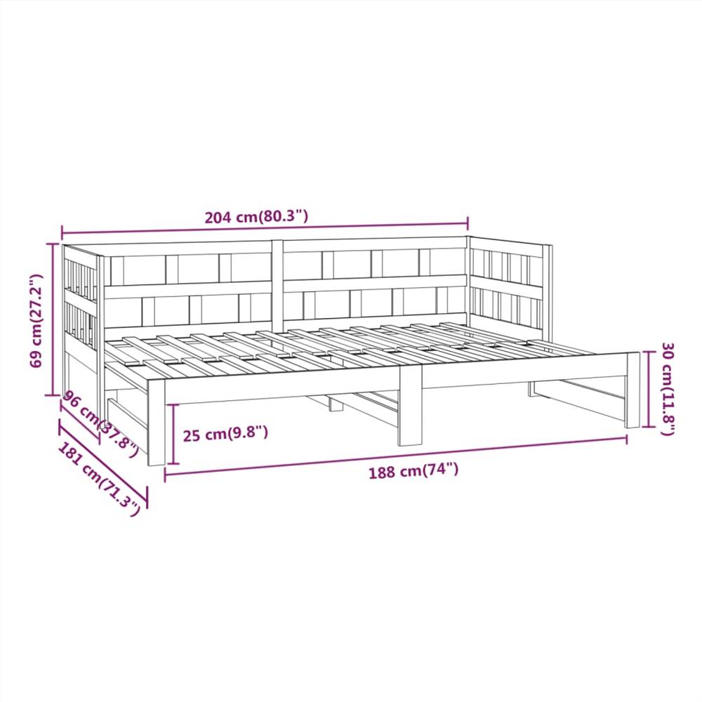Pull-out Day Bed Honey Brown Solid Wood Pine 2x(90x200) cm