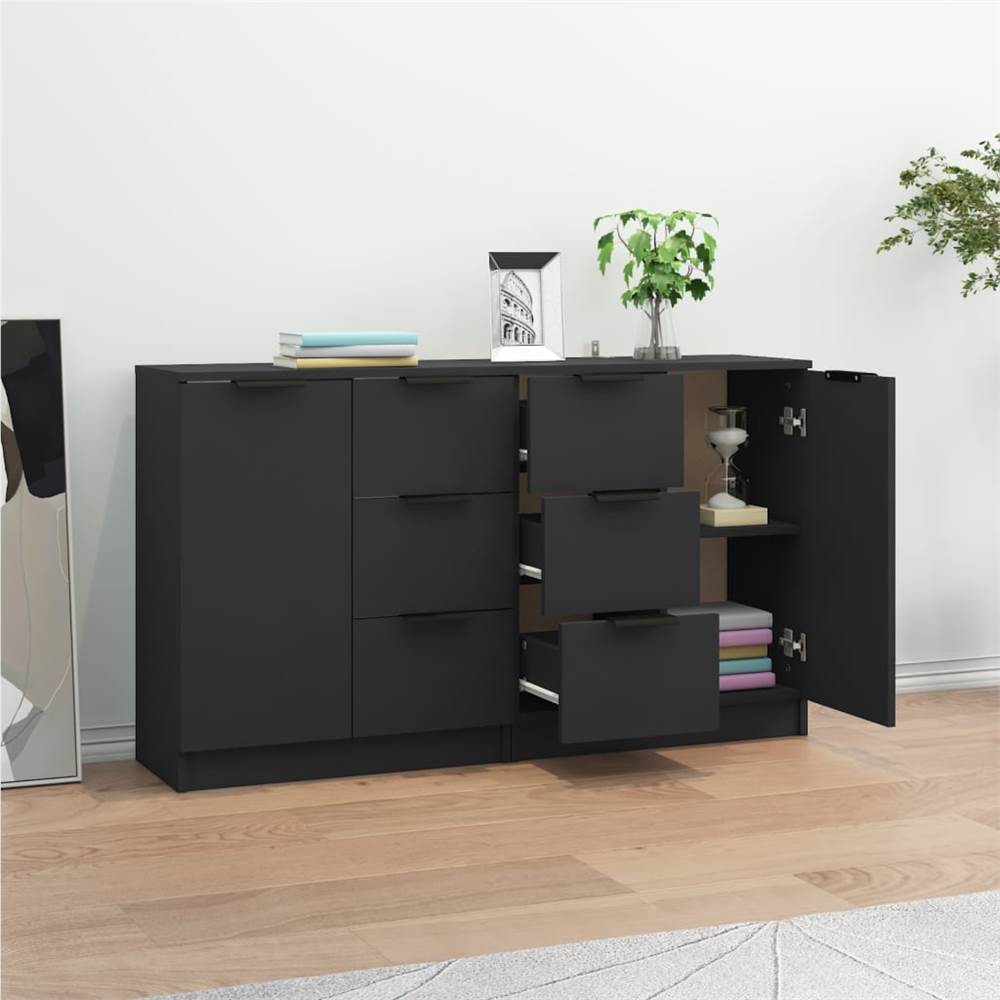 Sideboards 2 Pcs Black 60x30x70 Cm Engineered Wood 8 Sideboards 2 pcs Black 60x30x70 cm Engineered Wood