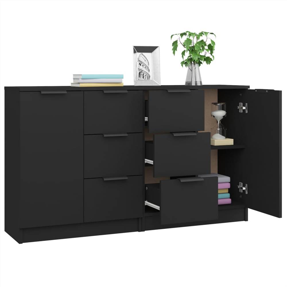 Sideboards 2 Pcs Black 60x30x70 Cm Engineered Wood 9 Sideboards 2 pcs Black 60x30x70 cm Engineered Wood