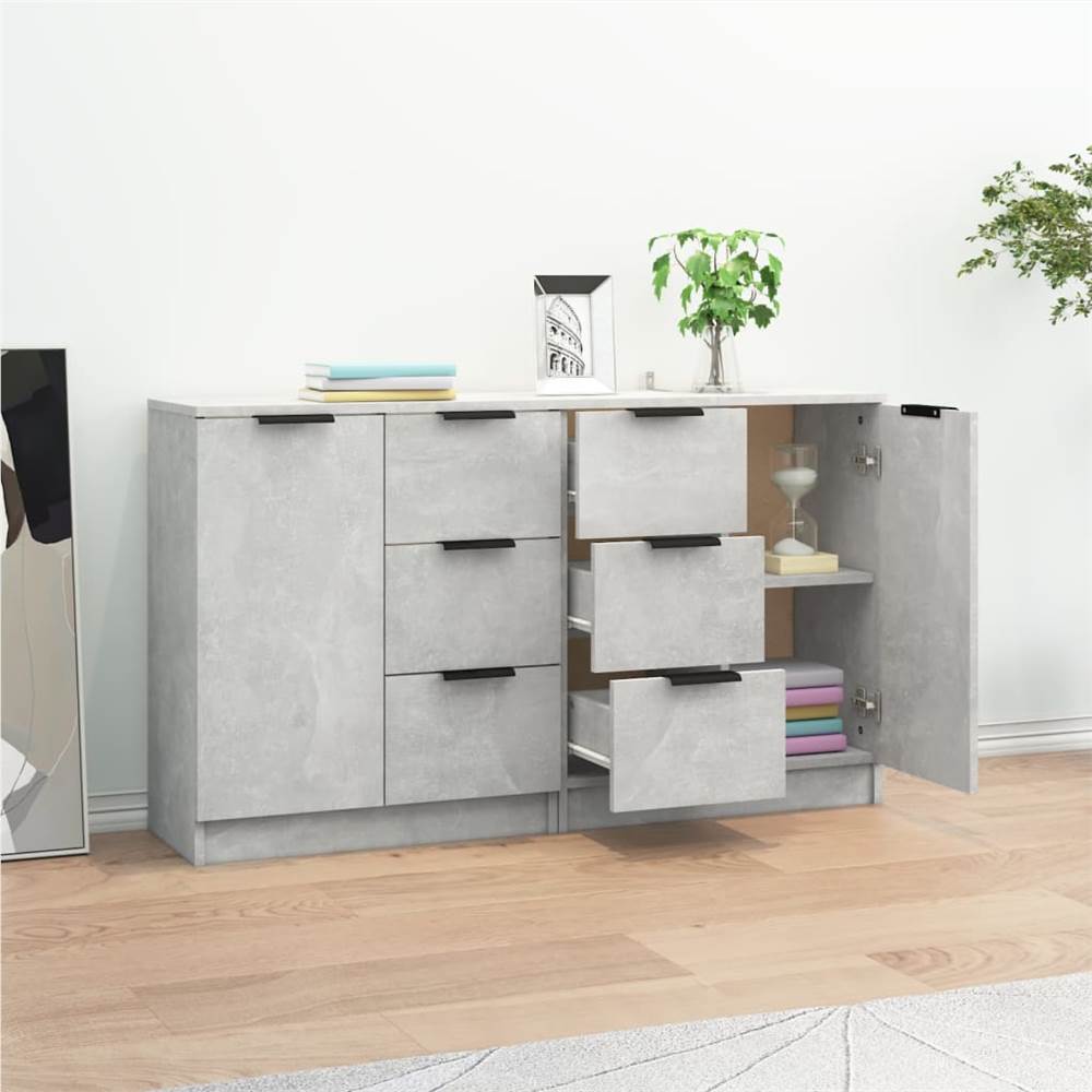 Sideboards 2 pcs Concrete Grey 60x30x70 cm Engineered Wood