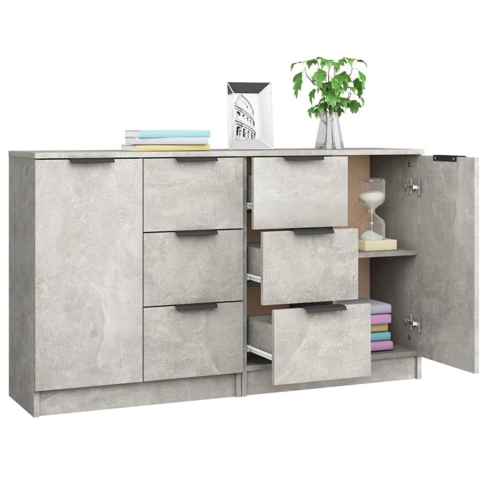 Sideboards 2 pcs Concrete Grey 60x30x70 cm Engineered Wood
