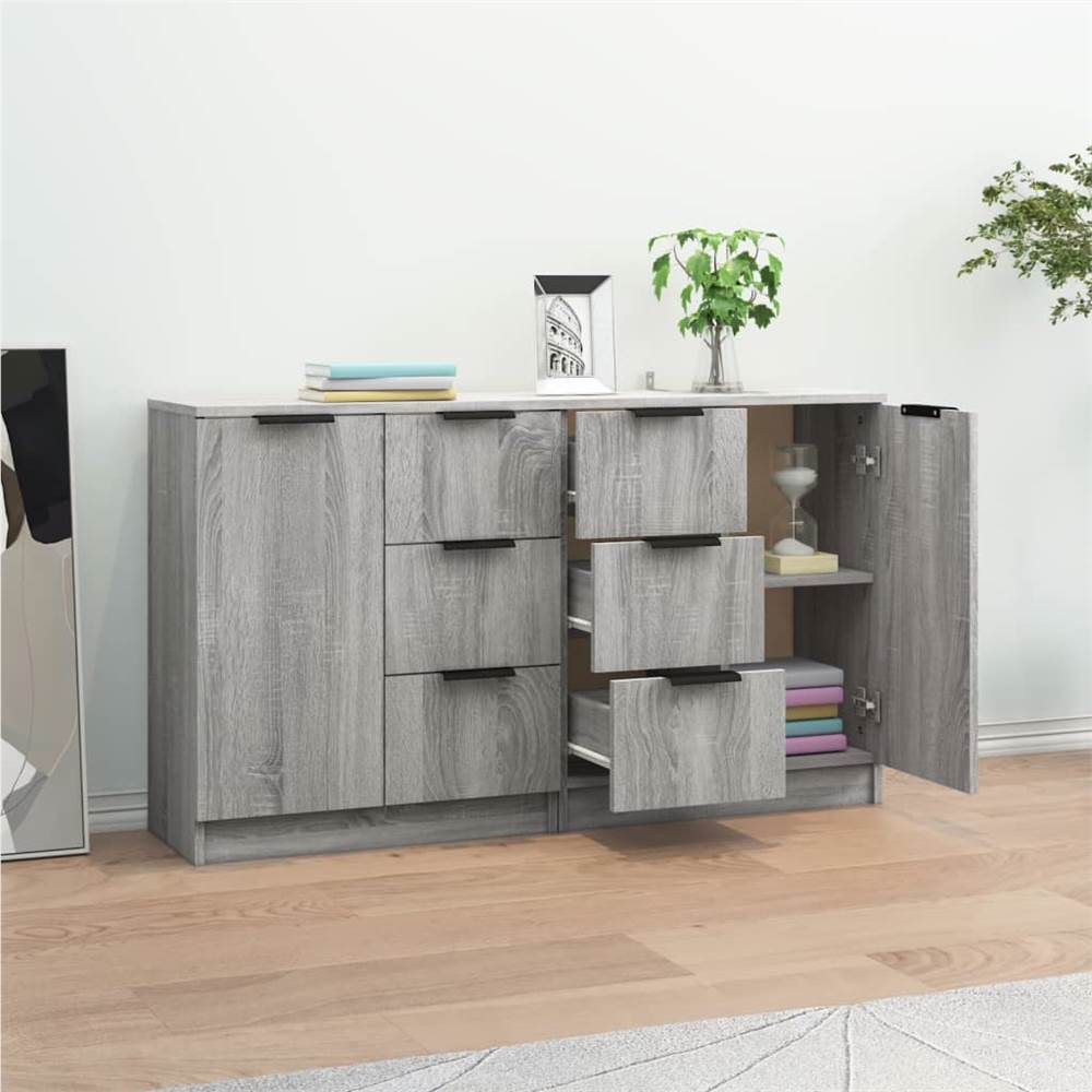 Sideboards 2 Pcs Grey Sonoma 60x30x70 Cm Engineered Wood 8 Sideboards 2 pcs Grey Sonoma 60x30x70 cm Engineered Wood