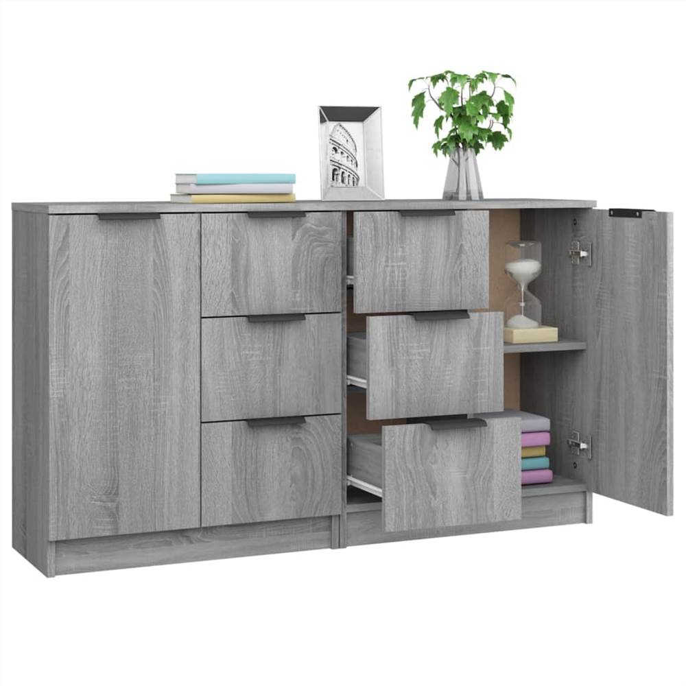 Sideboards 2 Pcs Grey Sonoma 60x30x70 Cm Engineered Wood 9 Sideboards 2 pcs Grey Sonoma 60x30x70 cm Engineered Wood