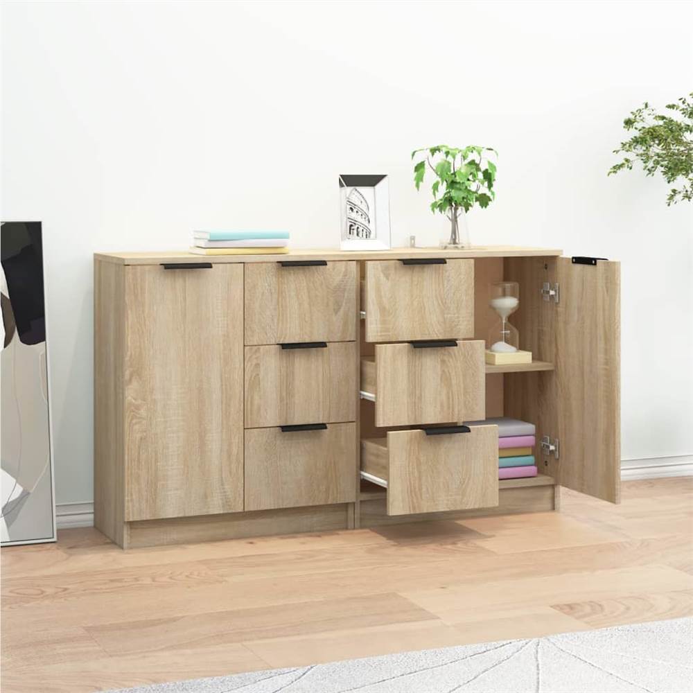 Sideboards 2 pcs Sonoma Oak 60x30x70 cm Engineered Wood