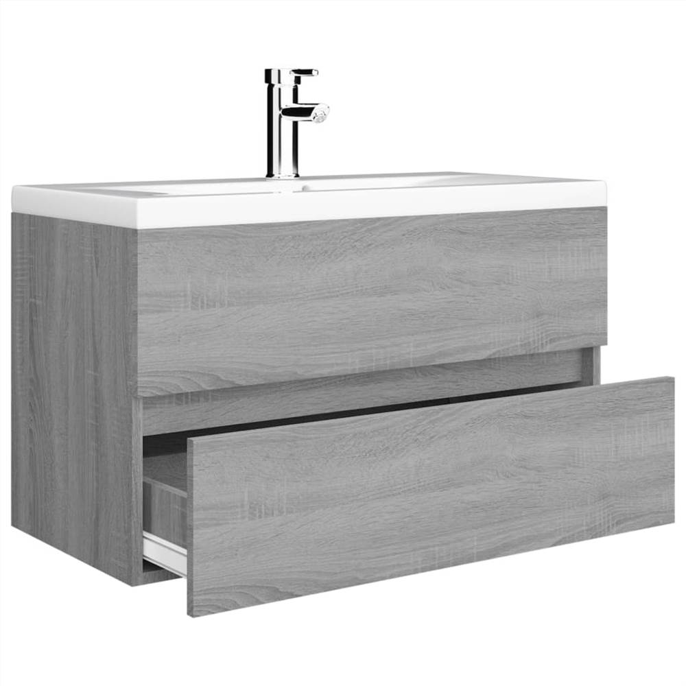 Sink with Builtin Basin Grey Sonoma Engineered Wood