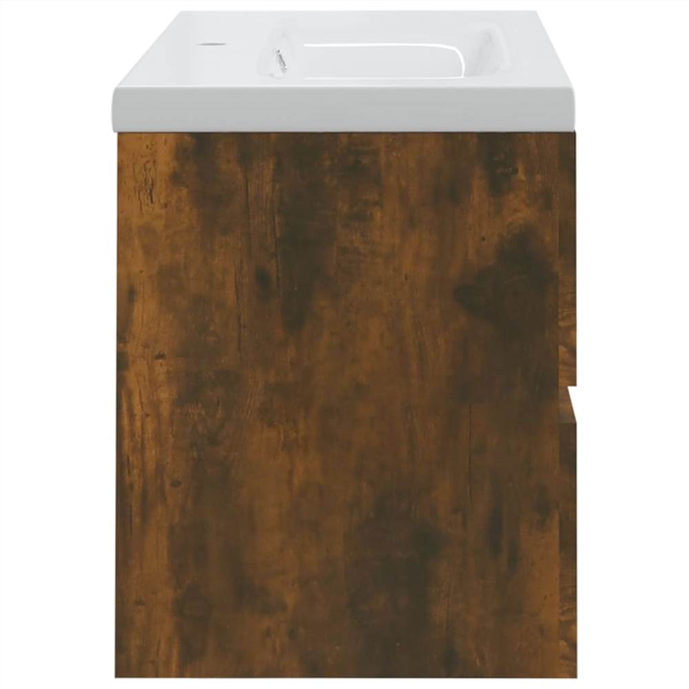 Sink Cabinet With Built-in Basin Smoked Oak Engineered Wood 9 Sink Cabinet with Built-in Basin Smoked Oak Engineered Wood