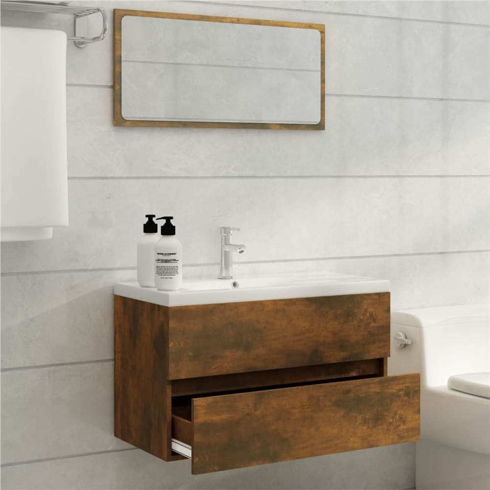 Sink with Builtin Basin Smoked Oak Engineered Wood