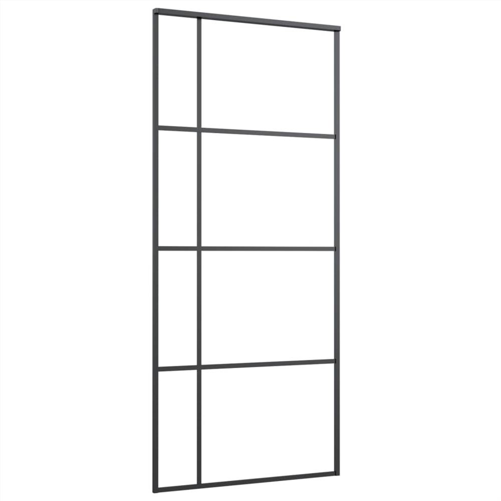 Sliding Door ESG Glass and Aluminium 90x205 cm Black