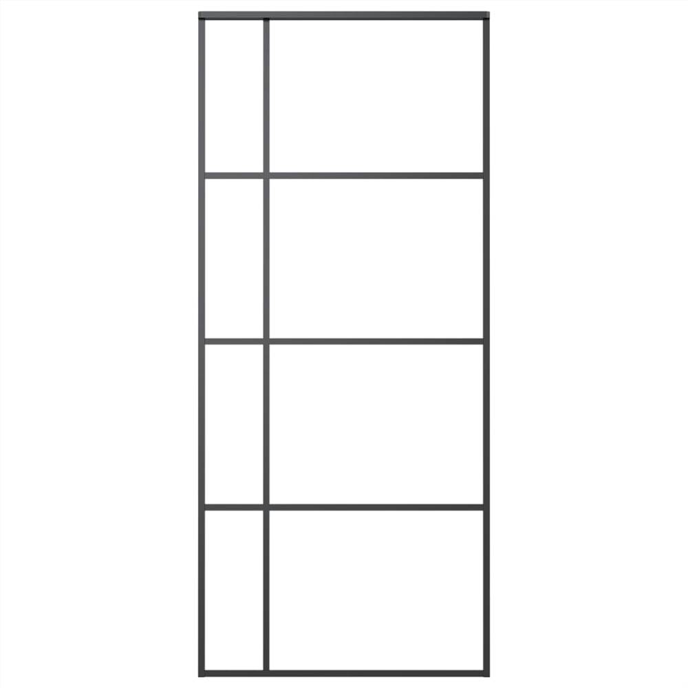 Sliding Door ESG Glass and Aluminium 90x205 cm Black