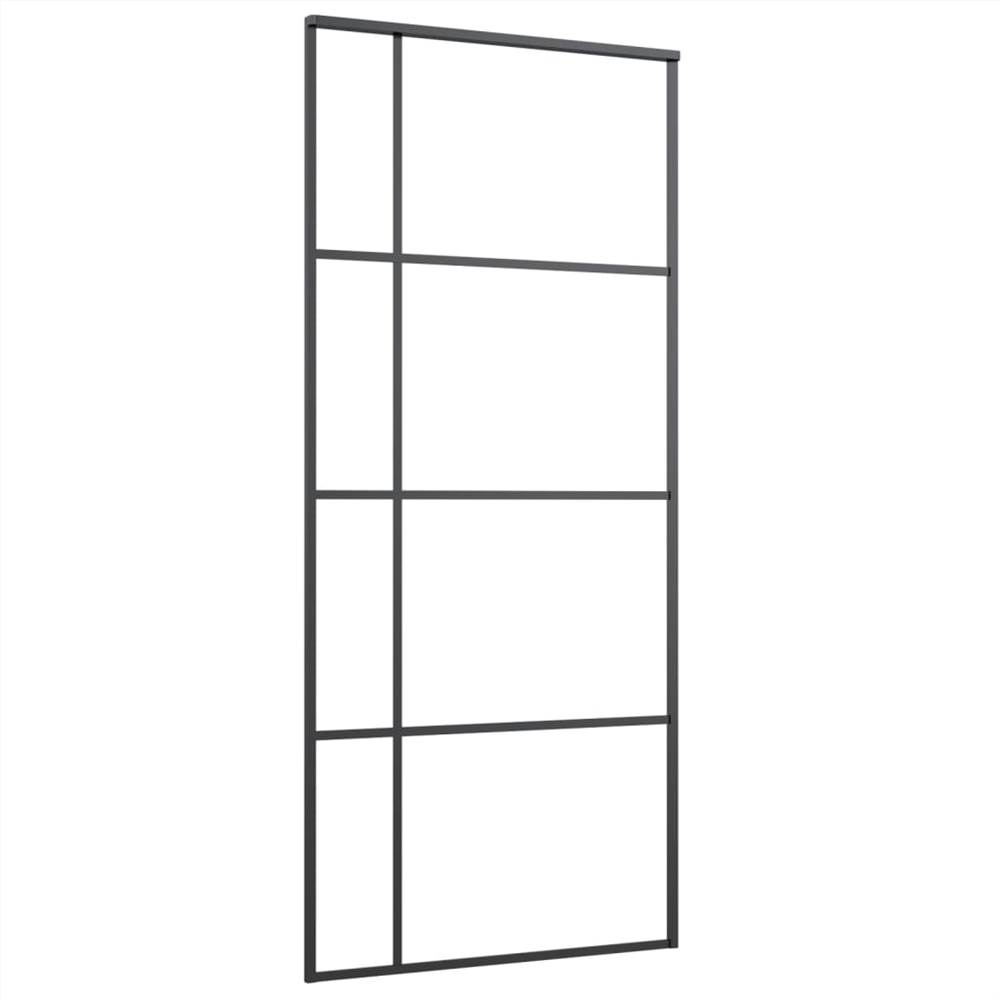 Sliding Door Frosted ESG Glass and Aluminium 90x205 cm Black