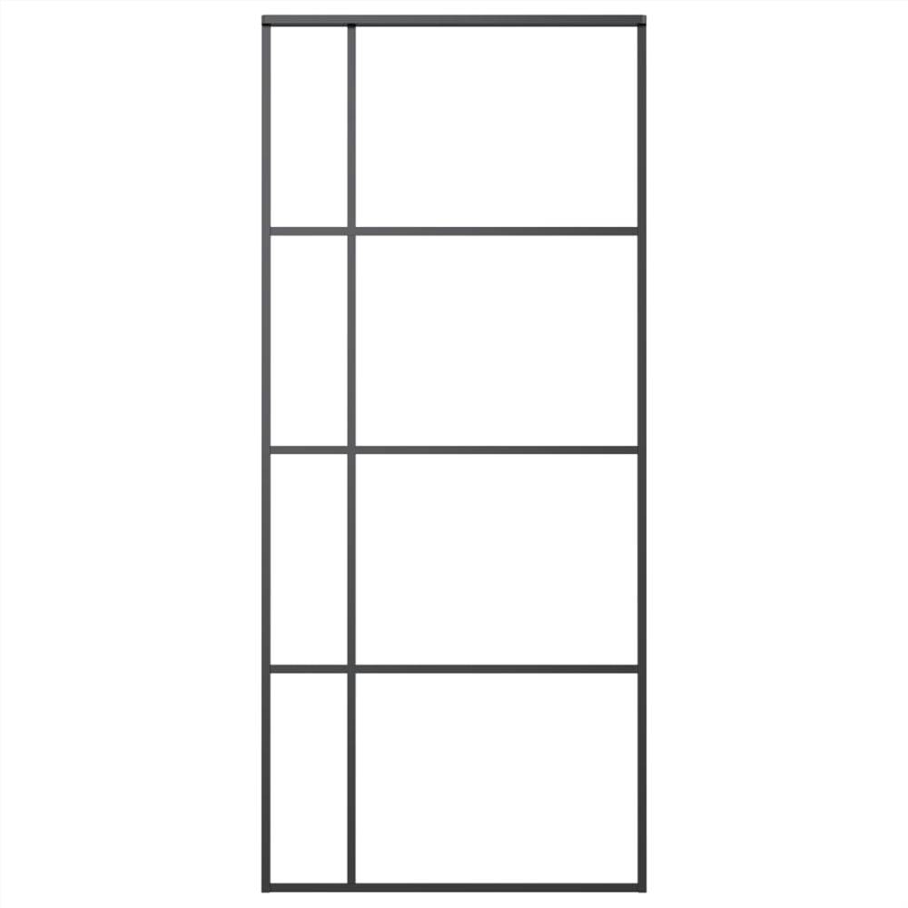 Sliding Door Frosted ESG Glass and Aluminium 90x205 cm Black
