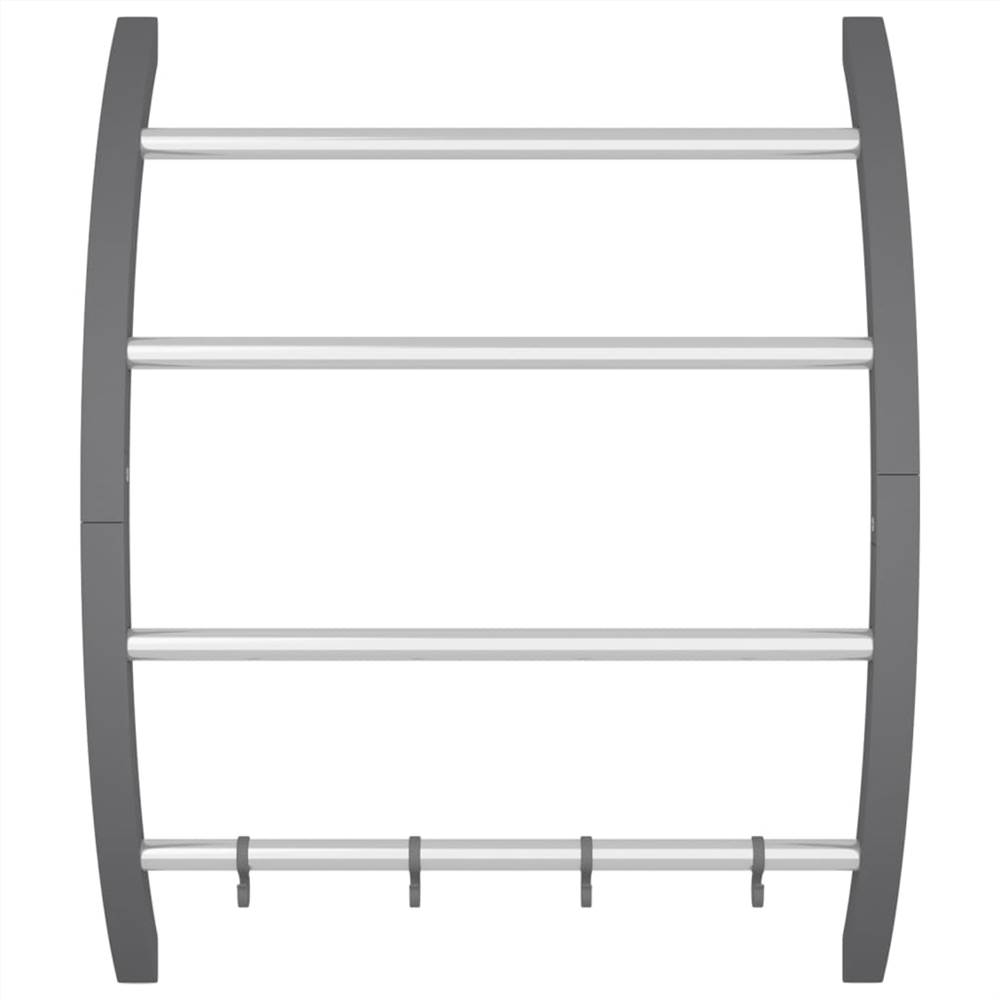 Towel Rack with Hooks Silver 56x16x72 cm Aluminium