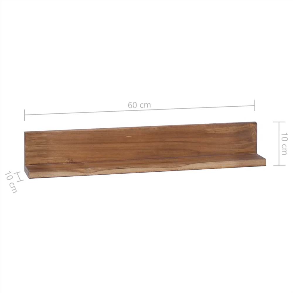 Wall Shelves 2 pcs 60x10x10 cm Solid Teak Wood