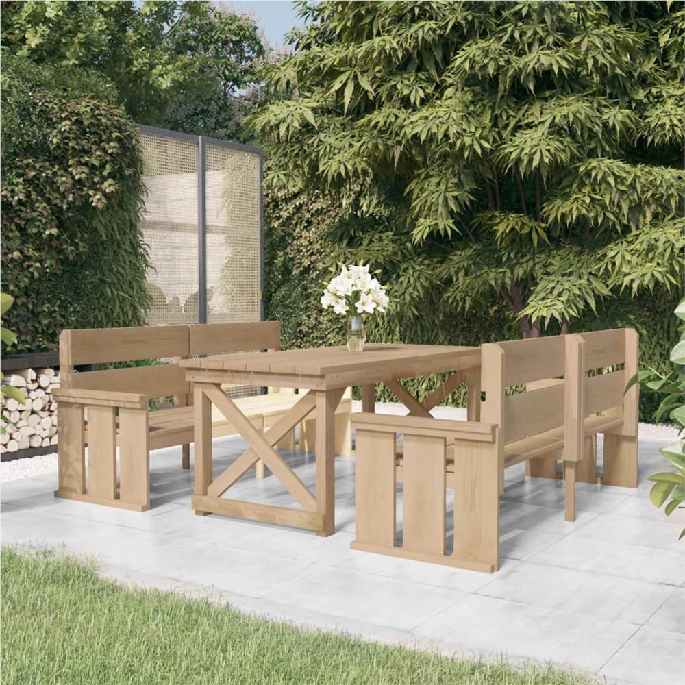 3 Piece Garden Dining Set Impregnated Solid Wood Pine