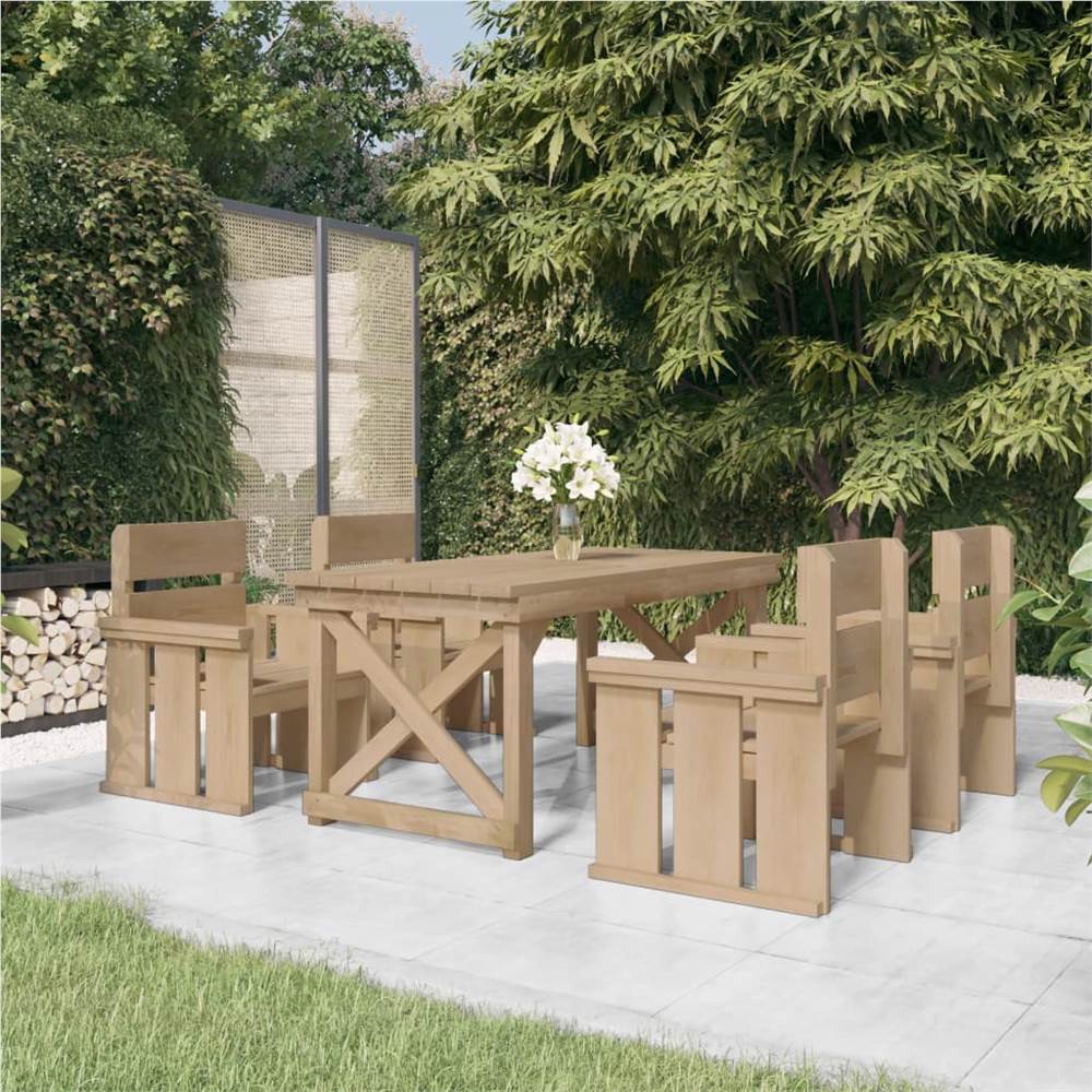 5 Piece Garden Dining Set Impregnated Solid Wood Pine