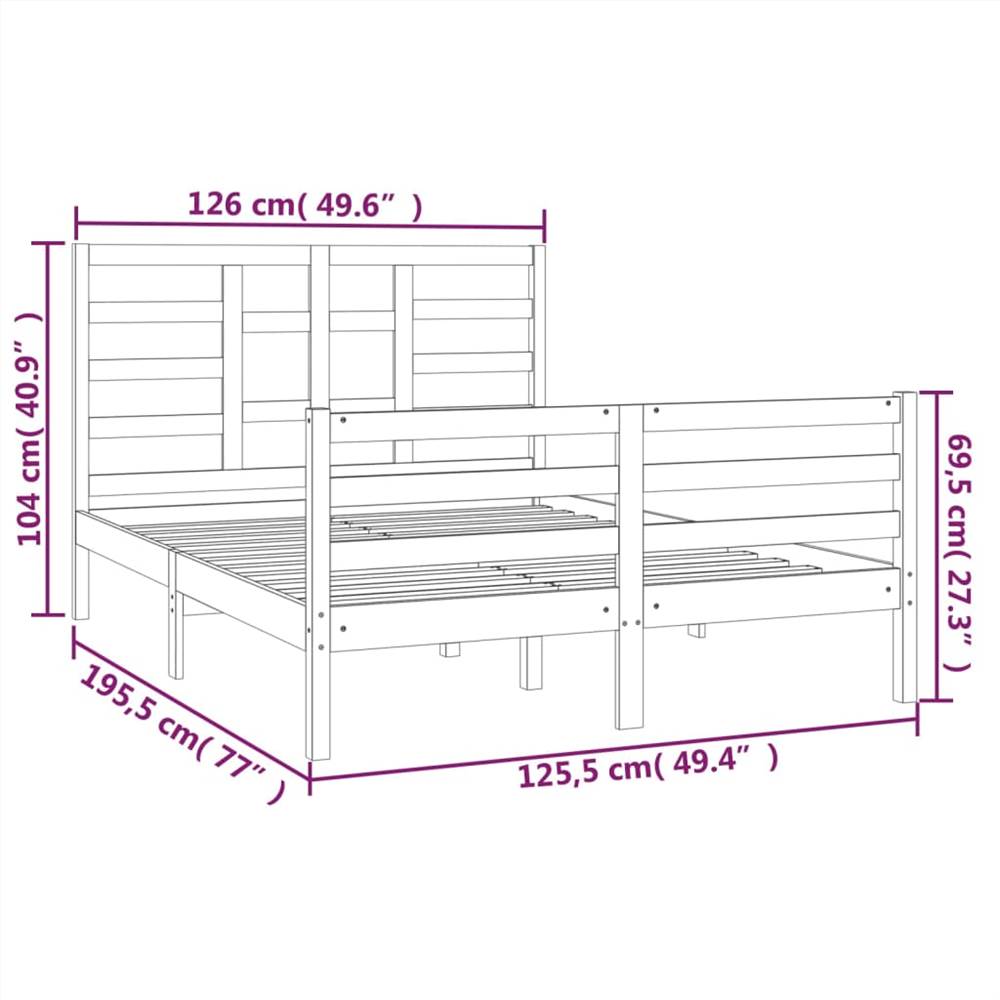 Bed Frame Black Solid Wood 120x190 cm 4FT Small Double