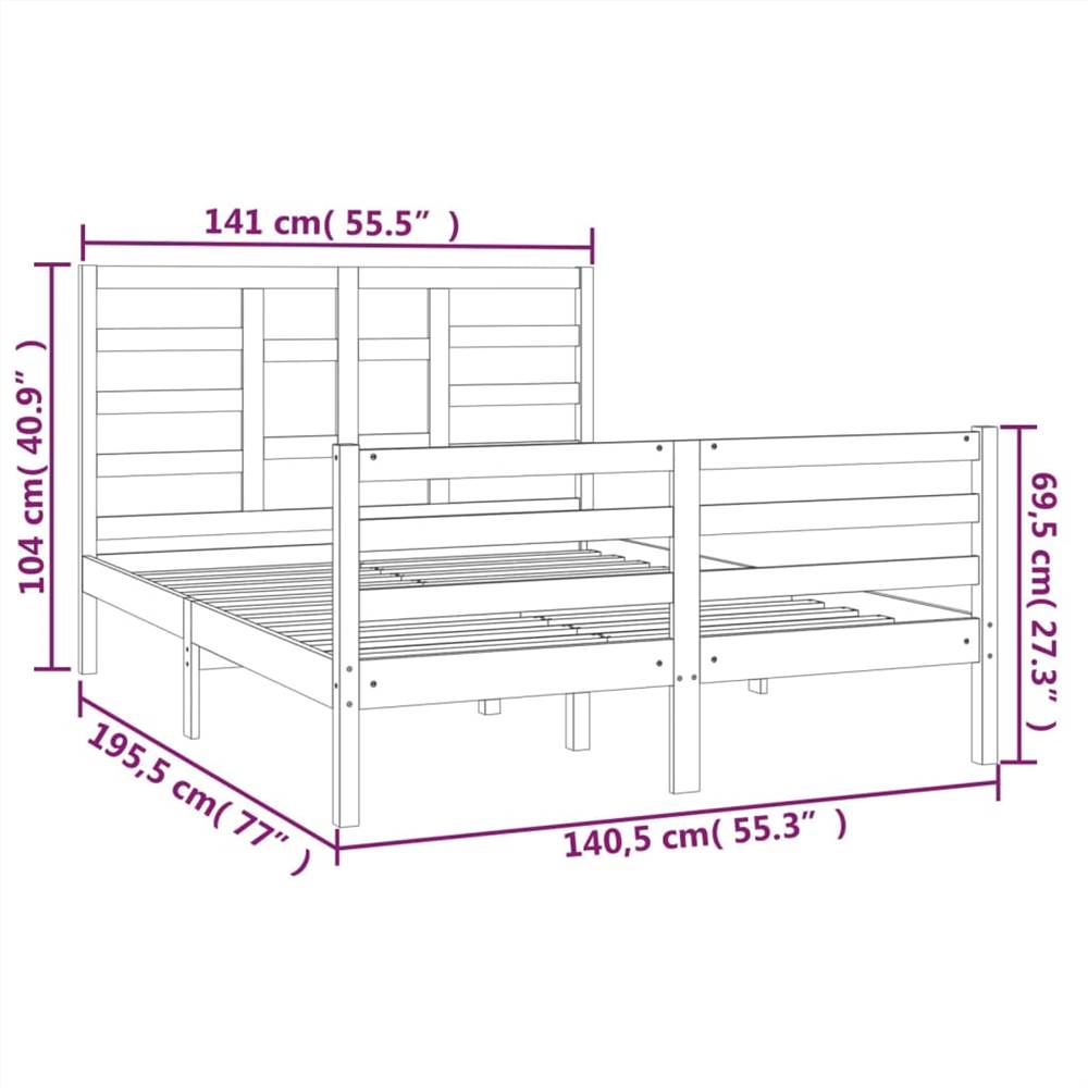 Bed Frame Black Solid Wood 135x190 cm 4FT6 Double