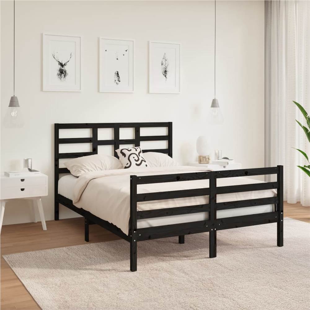 

Bed Frame Black Solid Wood 140x190 cm