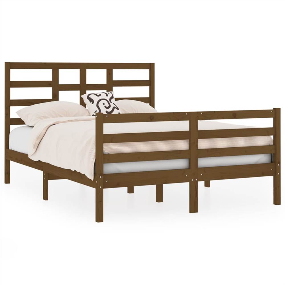 Bed Frame Honey Brown Solid Wood 135x190 Cm 4FT6 Double 7 Bed Frame Honey Brown Solid Wood 135x190 cm 4FT6 Double
